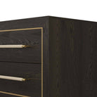 Arteriors - 6939 - Table d'appoint - Puckett - Chêne ébène/Cuir tourterelle/Laiton antique
