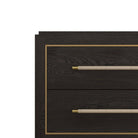Arteriors - 6939 - Table d'appoint - Puckett - Chêne ébène/Cuir tourterelle/Laiton antique