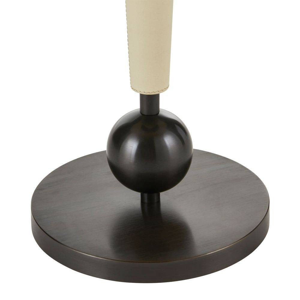 Arteriors - FAI03 - Table basse - Valari - Marbre noir/Cuir ivoire/Bronze