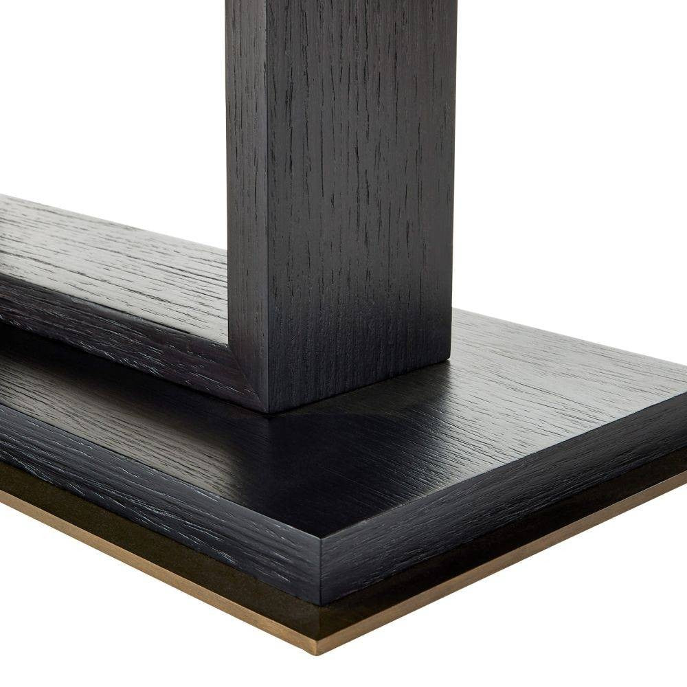 Arteriors - FII01 - Table d'appoint - Tatro - Cuir ivoire/Chêne ébène/Laiton antique