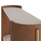 Arteriors - FLI04 - Console - Warley - Chêne fumé/Cuir roux/Laiton antique
