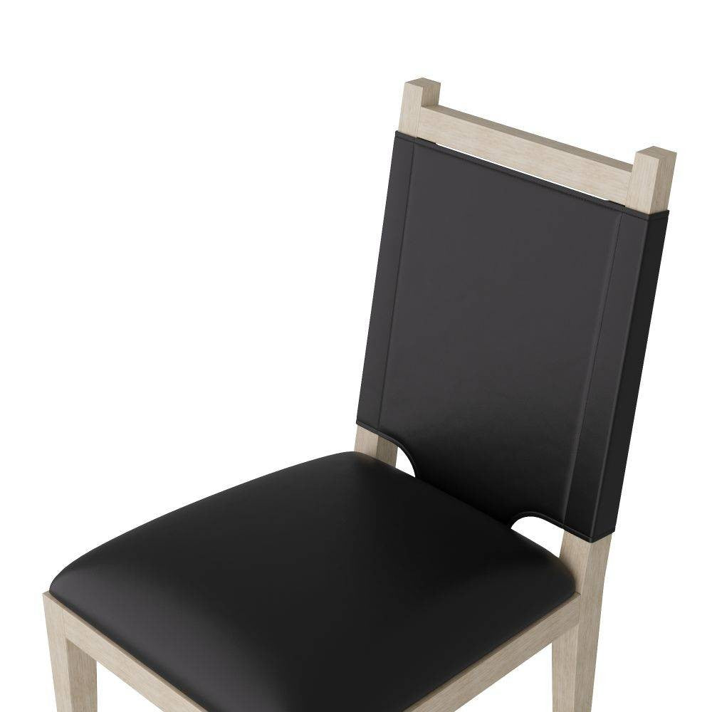 Arteriors - FRI08 - Chaise de salle à manger - Bardane - Cuir graphite