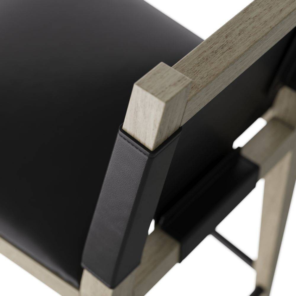 Arteriors - FSI10 - Tabouret de bar - Bardane - Cuir ébène