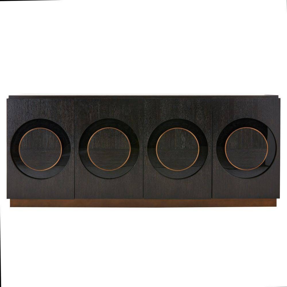 Arteriors - FZS04 - Credenza - Tudor - Ebony Oak Veneer/Black Lacquer/Antique Brass