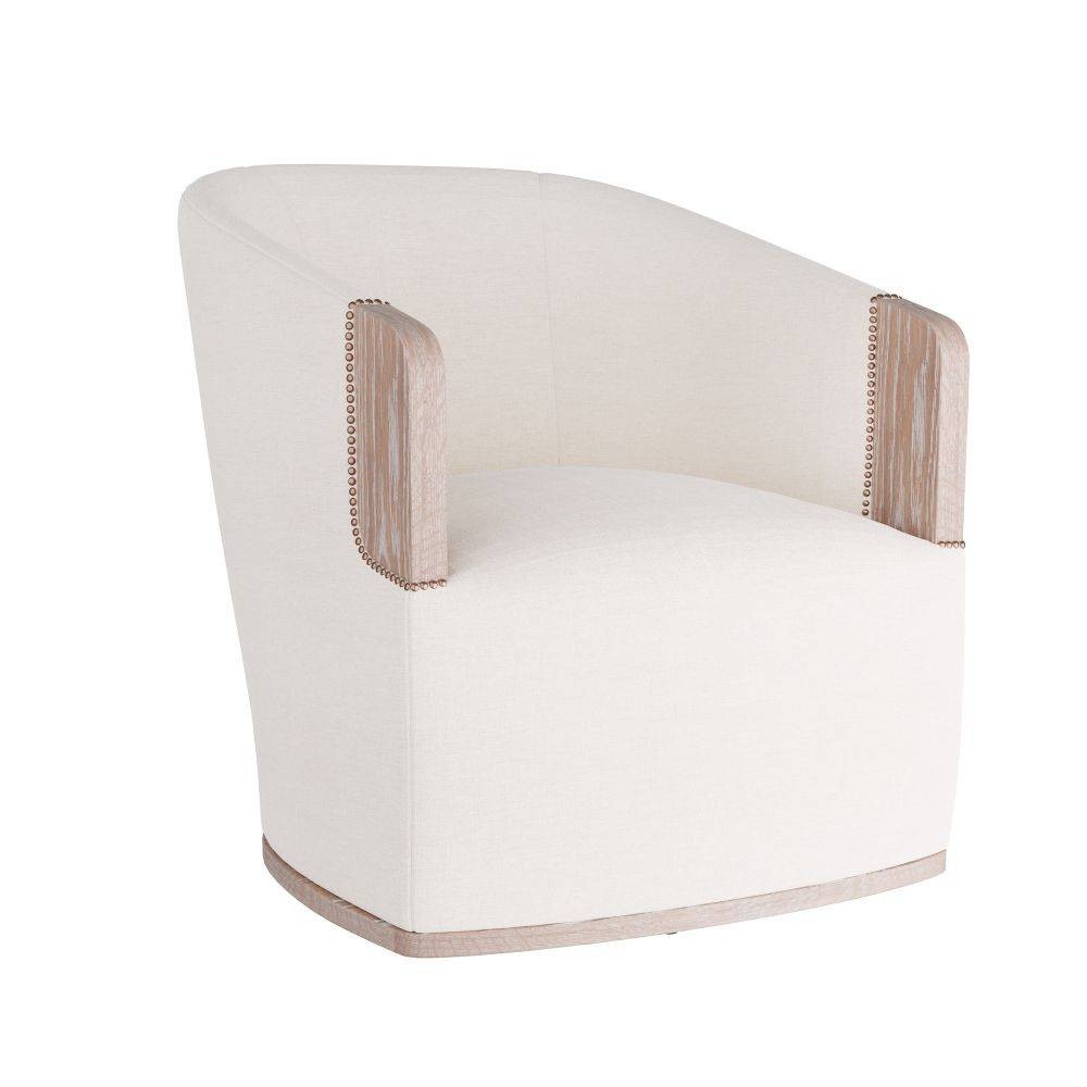 Arteriors - GDFRU01 - Fauteuil Lounge - Reveal - Lin couleur os/Chêne cérusé/Clous décoratifs en laiton antique