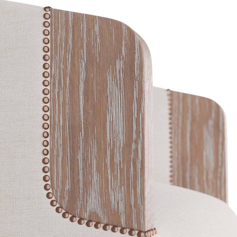 Arteriors - GDFRU01 - Fauteuil Lounge - Reveal - Lin couleur os/Chêne cérusé/Clous décoratifs en laiton antique