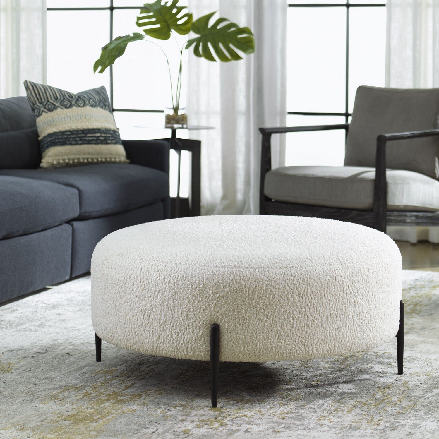 Uttermost - 23778 - Ottoman - Arles - Satin Black
