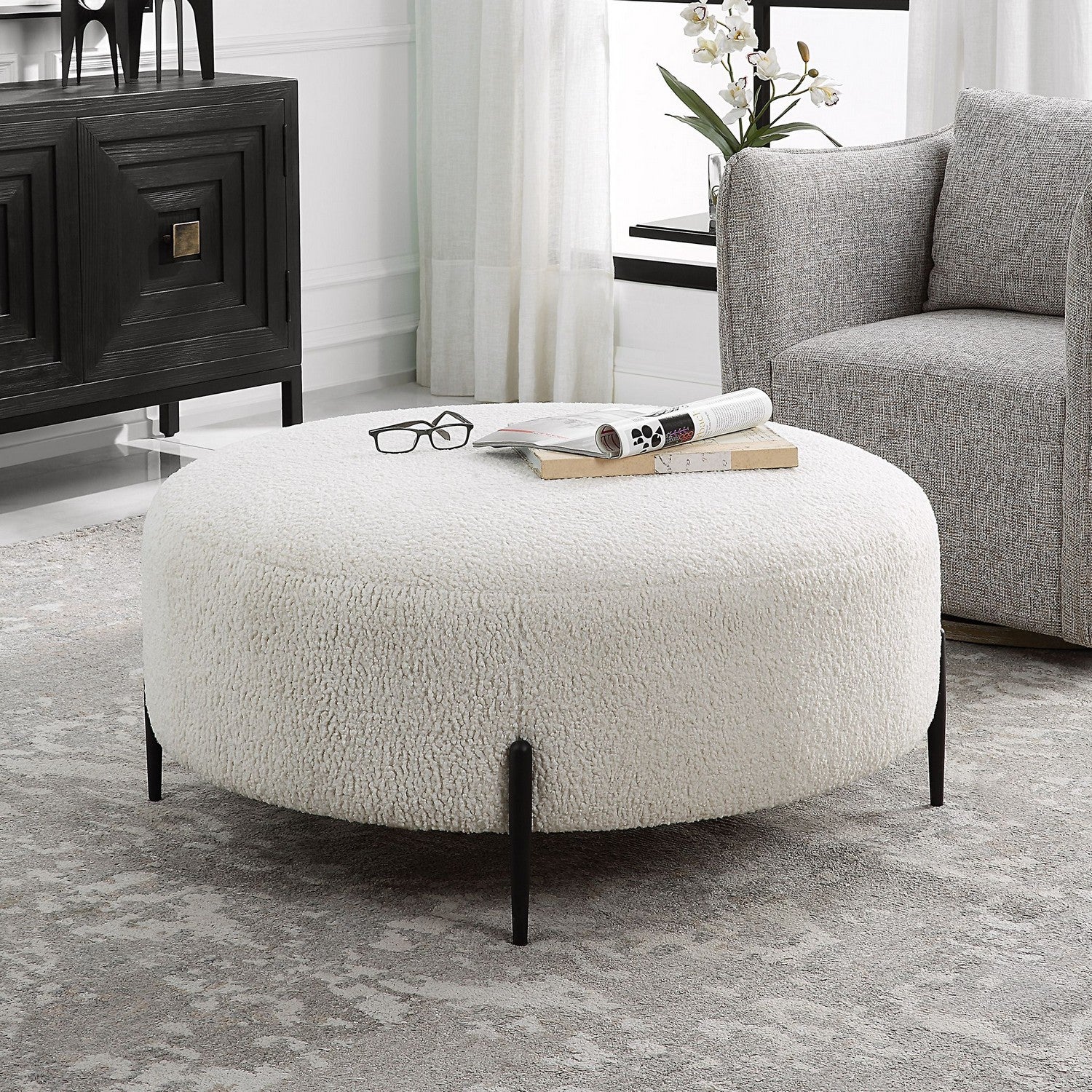 Uttermost - 23778 - Ottoman - Arles - Satin Black