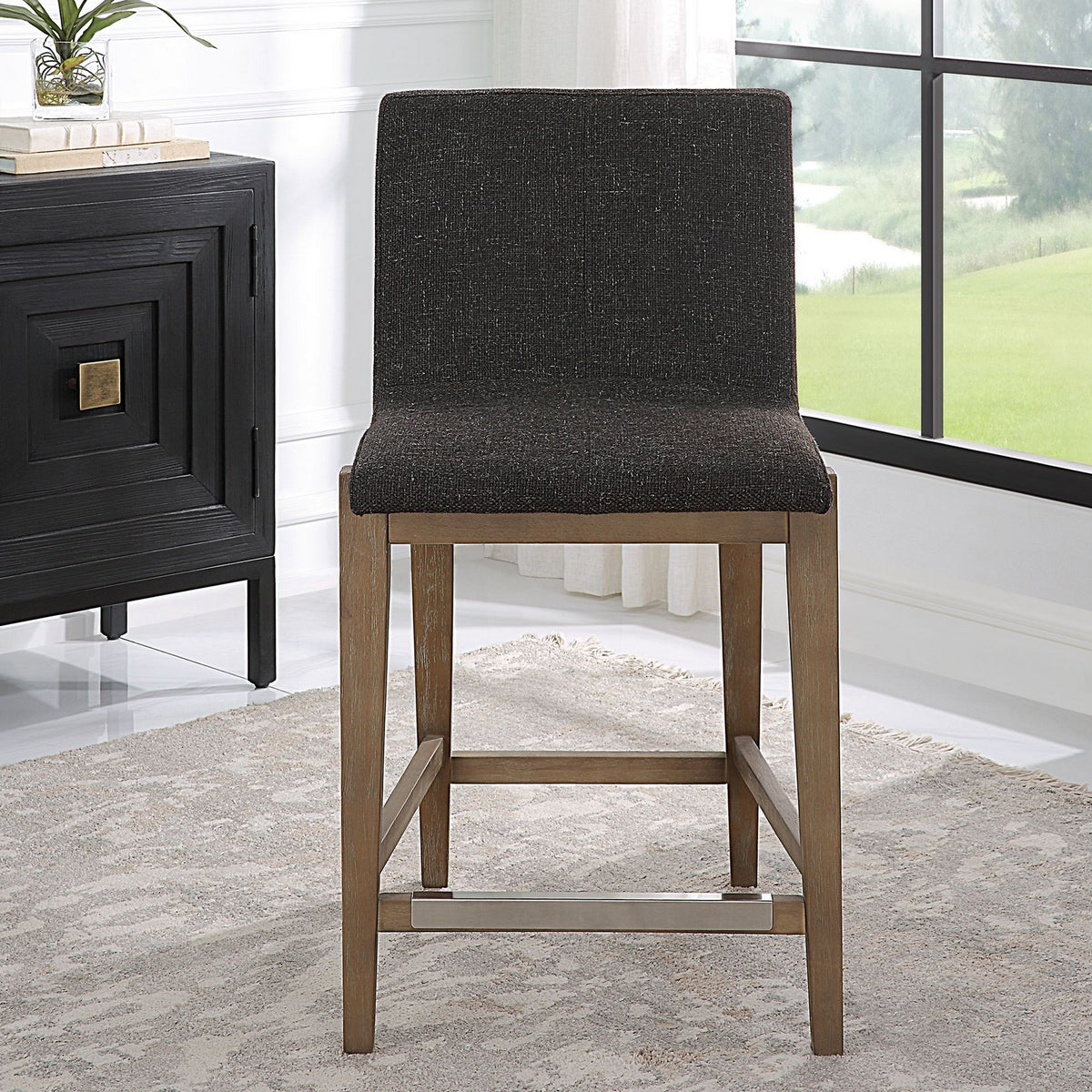 Uttermost - 23822 - Counter Stool - Klemens - Brushed Nickel