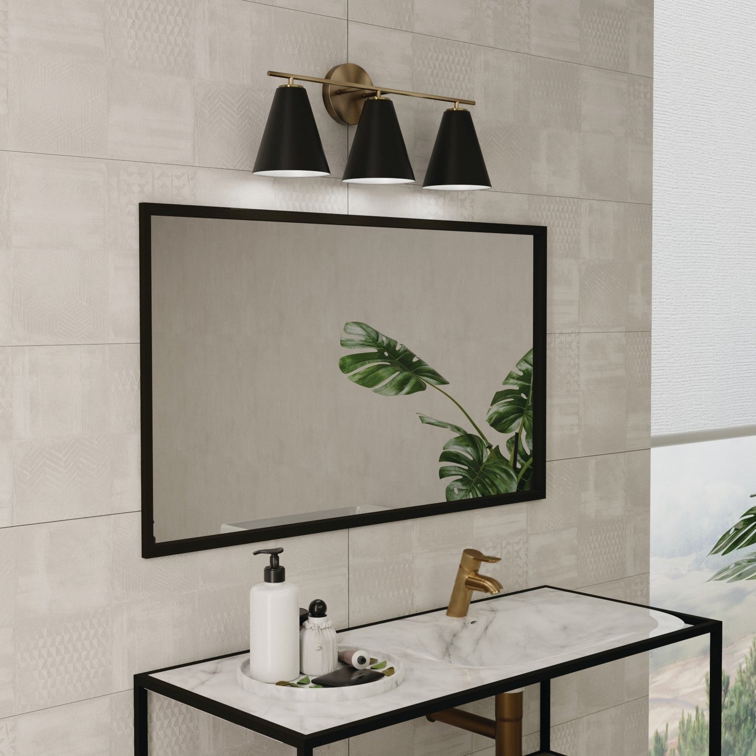 Capital Lighting - AA1039RK - Three Light Vanity - Charlie - Matte Brass and Black