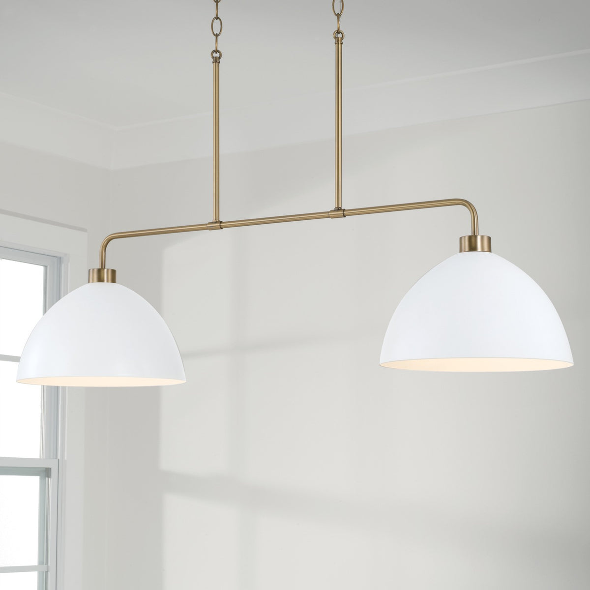 Capital Lighting - 852021AW - Two Light Island Pendant - Ross - Aged Brass and White