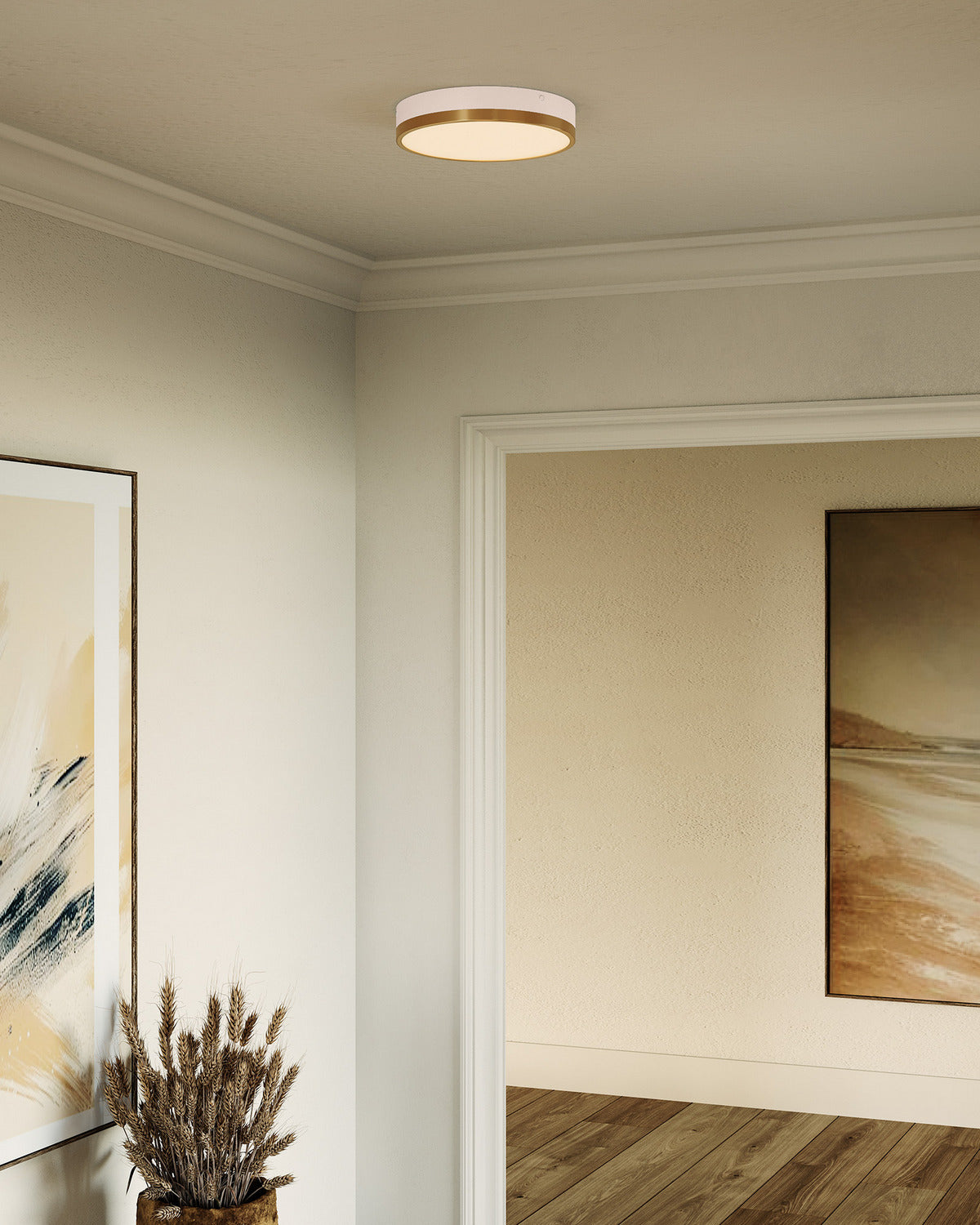 Alora Canada - FM554211AGWH-5CCT - LED Flush Mount - Adelaide - Aged Gold/White