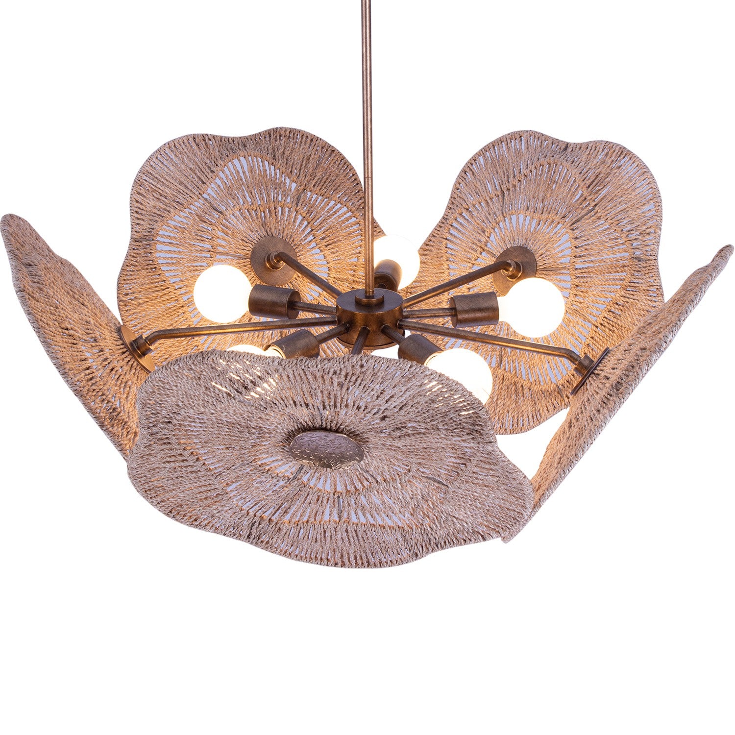 Kalco - 522555PAB - Cinq lumières Suspension - Coquelicot - Laiton antique nacré