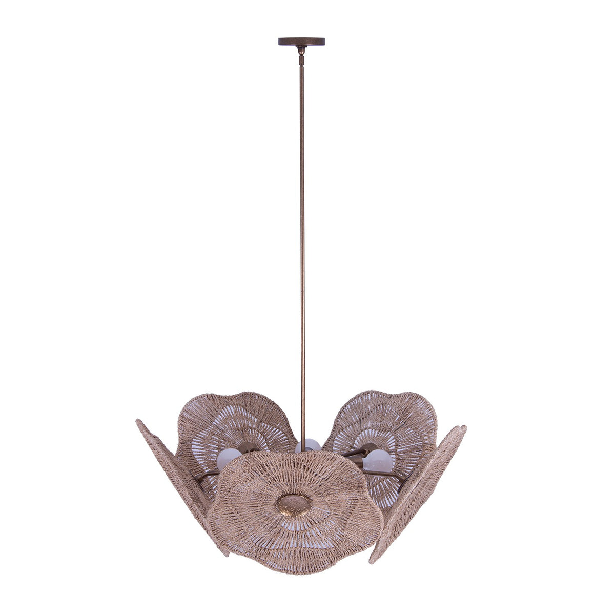 Kalco - 522555PAB - Cinq lumières Suspension - Coquelicot - Laiton antique nacré