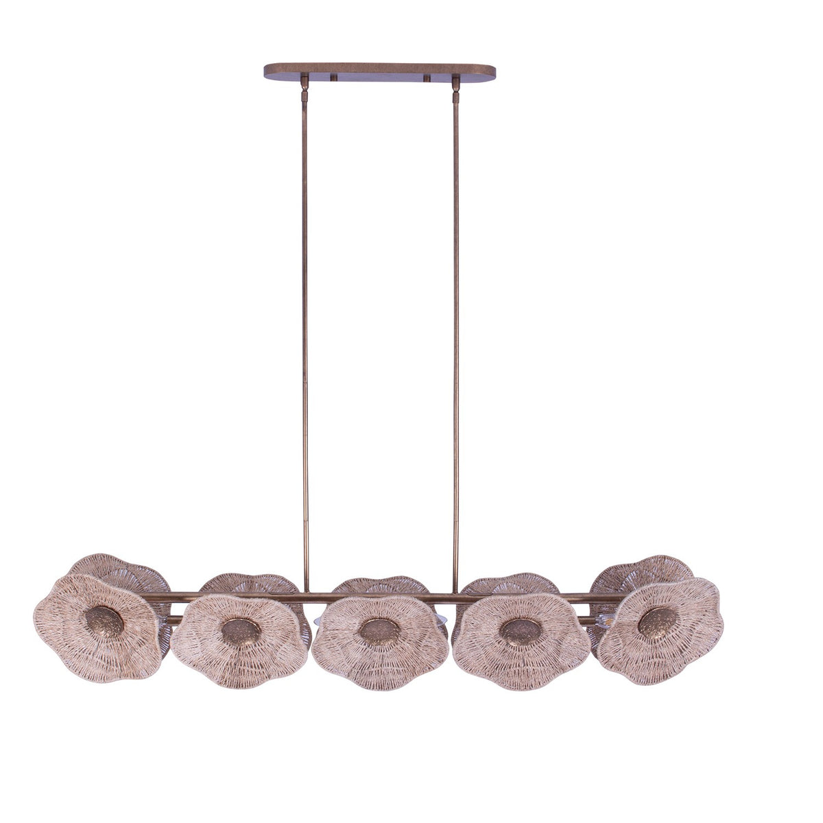 Kalco - 522568PAB - Île des Cinq Lumières Suspension - Coquelicot - Laiton antique nacré
