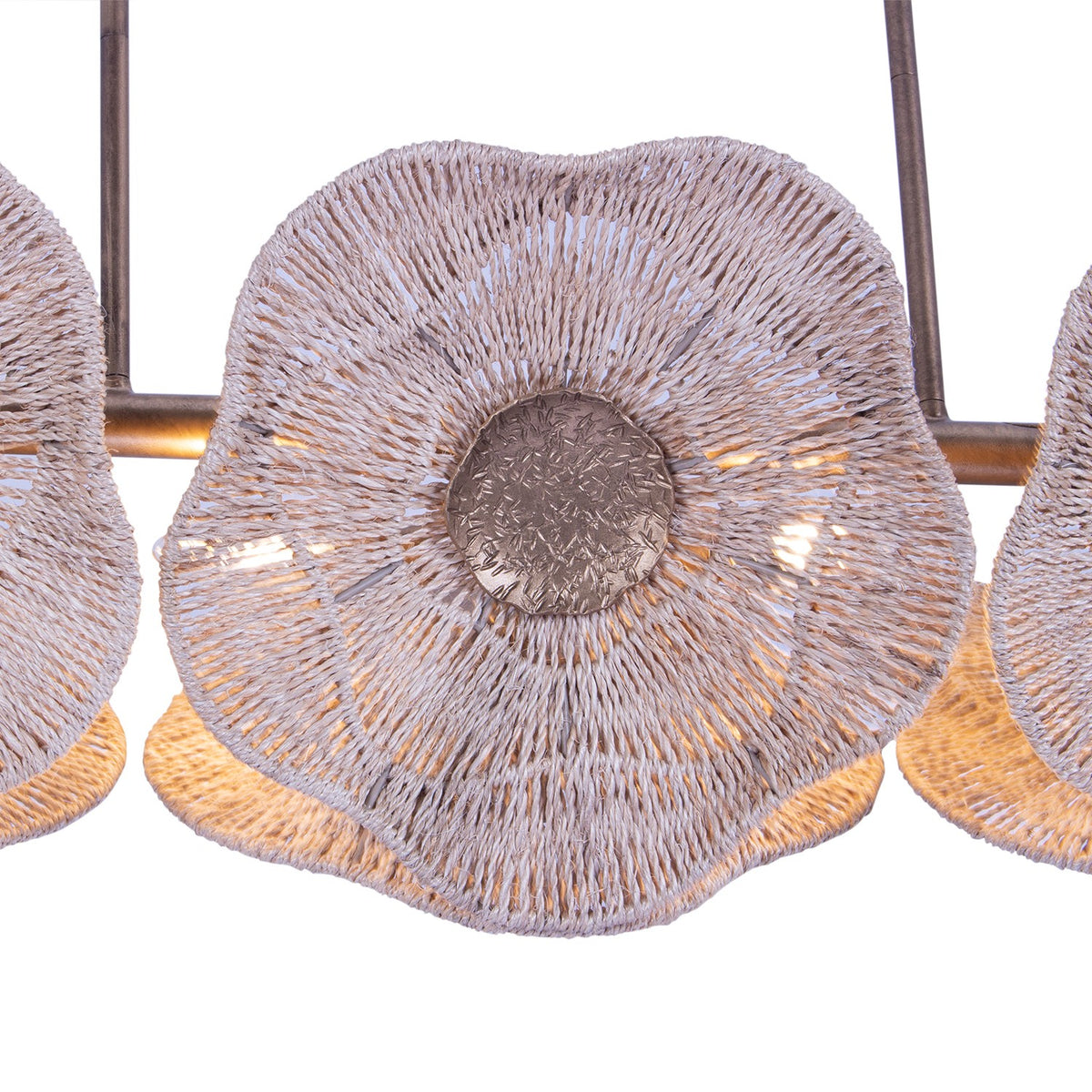Kalco - 522568PAB - Île des Cinq Lumières Suspension - Coquelicot - Laiton antique nacré