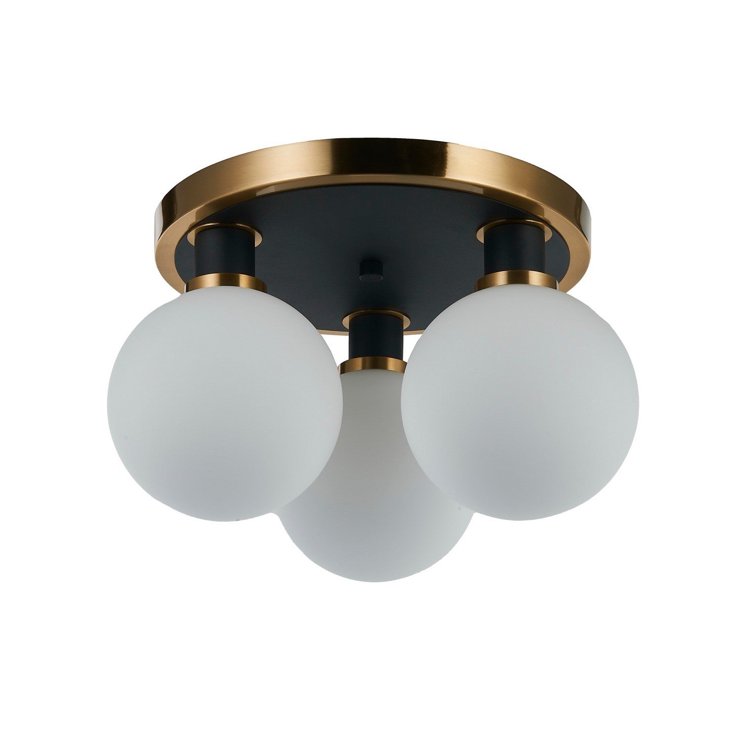 Artcraft Canada - AC11873WH - Three Light Semi-Flush Mount - Gem - Black and Brushed Brass