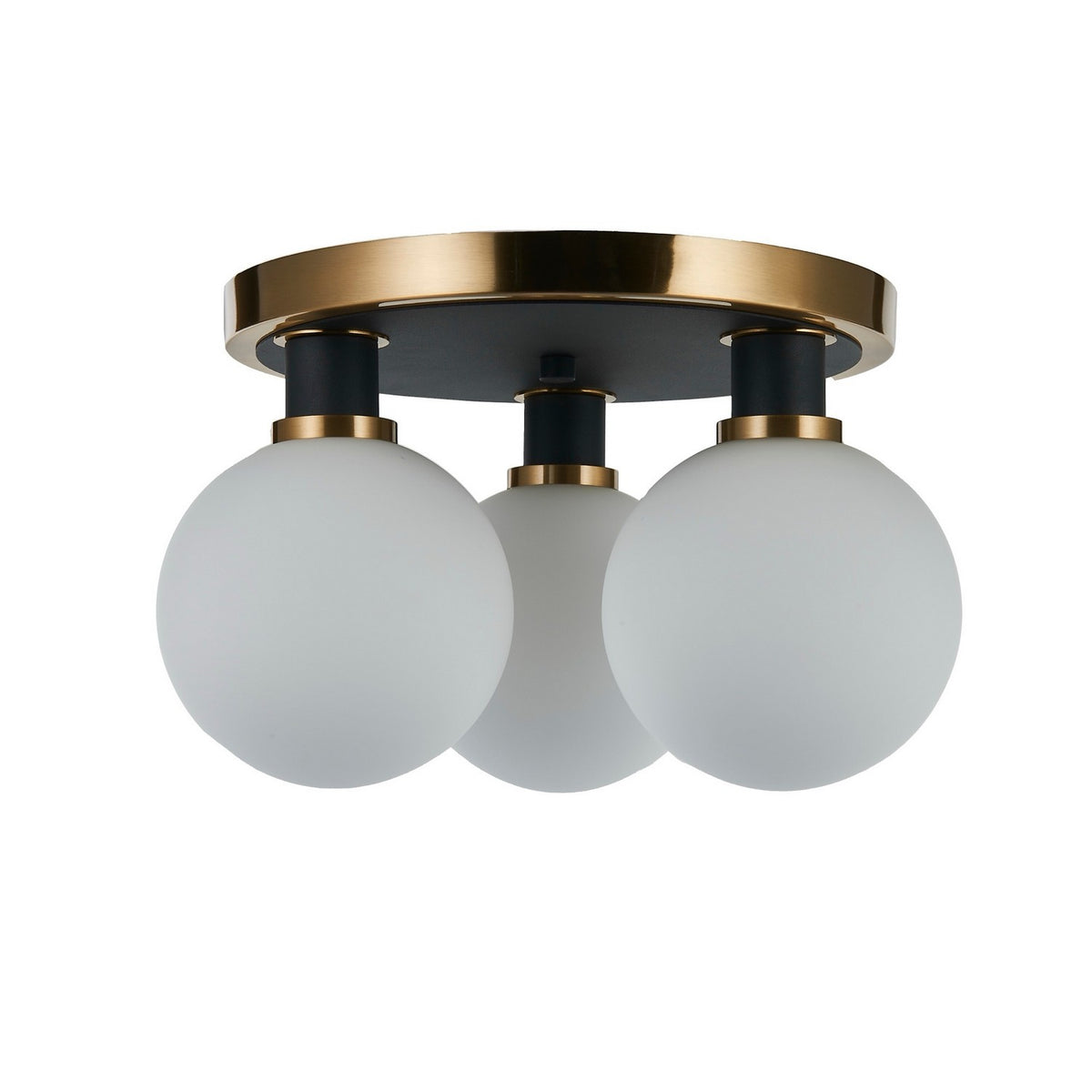 Artcraft Canada - AC11873WH - Three Light Semi-Flush Mount - Gem - Black and Brushed Brass