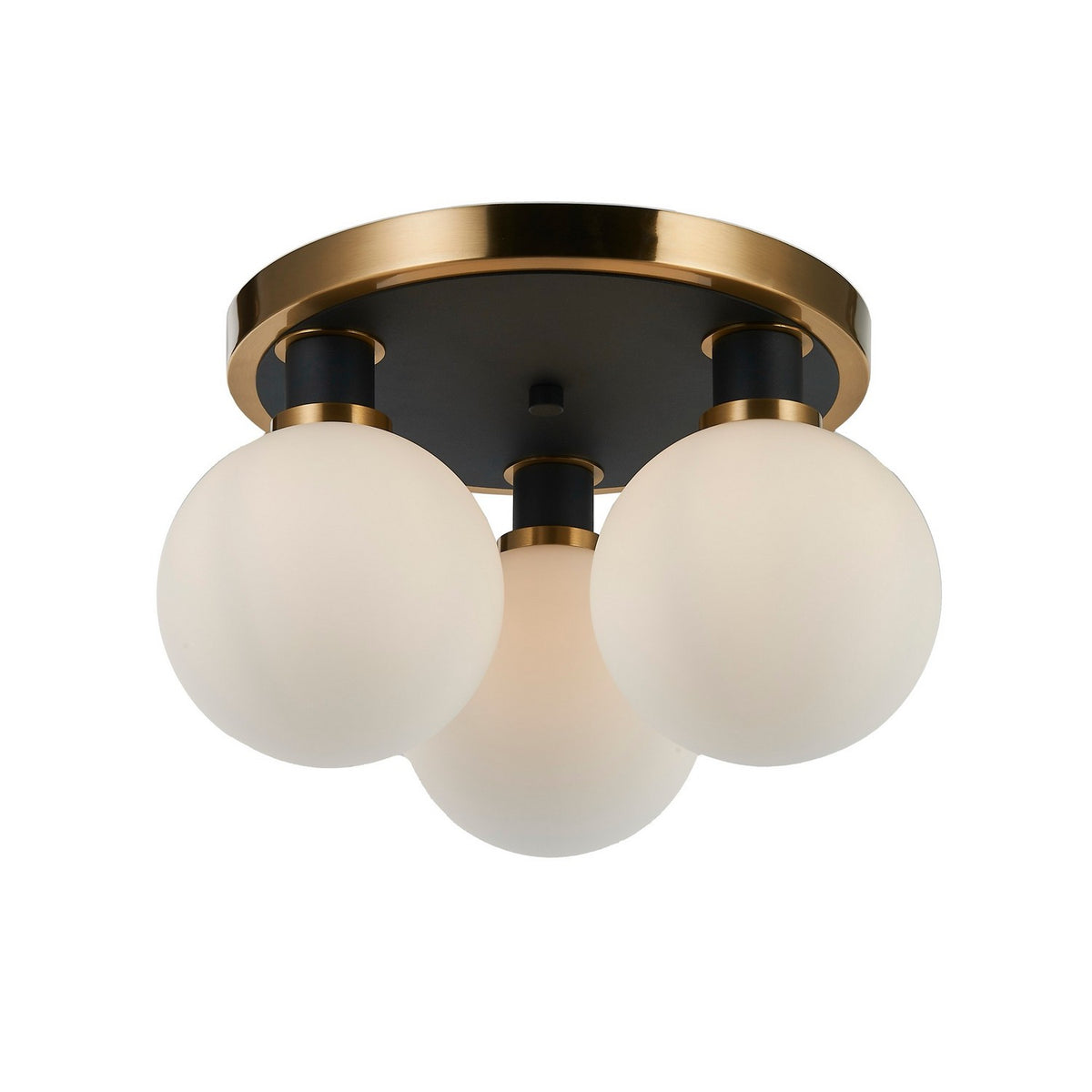 Artcraft Canada - AC11873WH - Three Light Semi-Flush Mount - Gem - Black and Brushed Brass