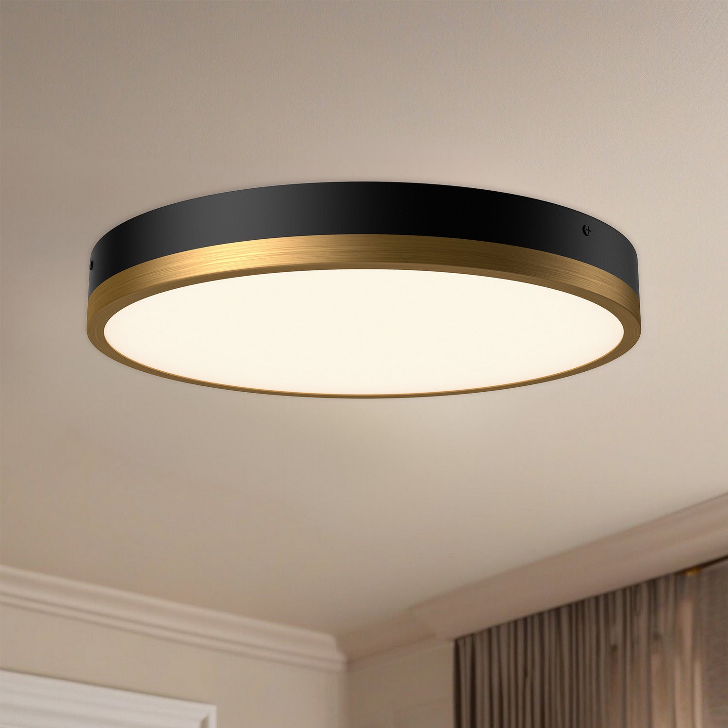 Alora Canada - FM554215AGMB-5CCT - LED Flush Mount - Adelaide - Aged Gold/Matte Black