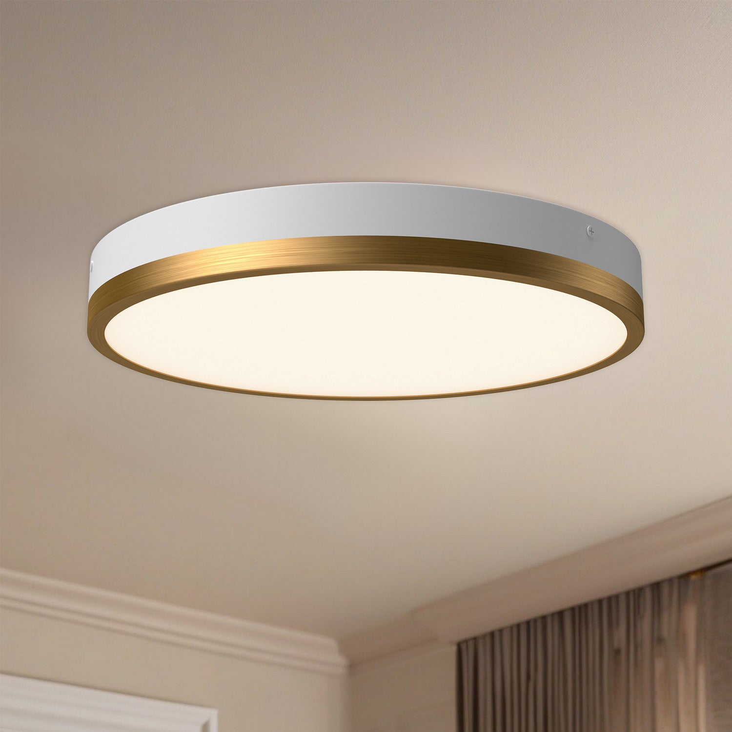 Alora Canada - FM554215AGWH-5CCT - LED Flush Mount - Adelaide - Aged Gold/White