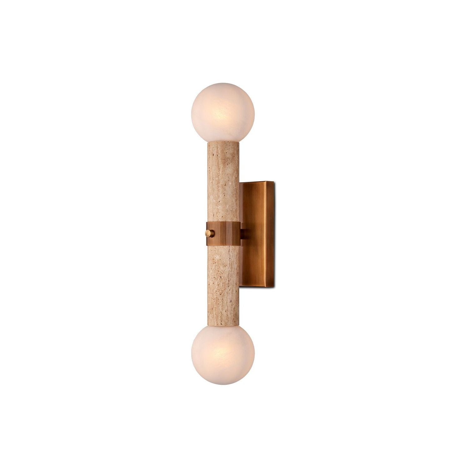 Currey and Company - 5800-0047 - Two Light Wall Sconce - Beige/Antique Brass/White