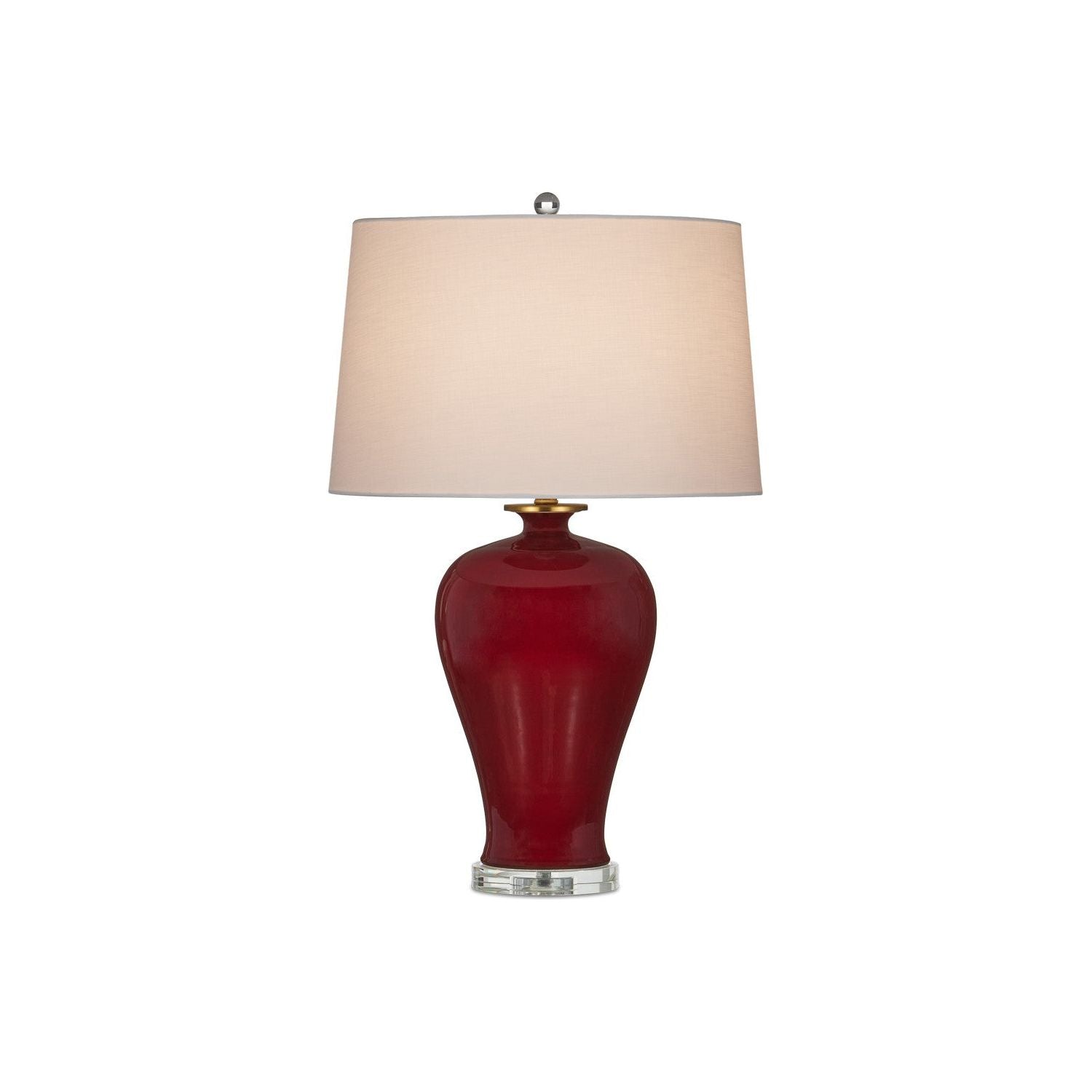 Currey and Company - 6000-0932 - One Light Table Lamp - Imperial Red/Clear/Natural Brass