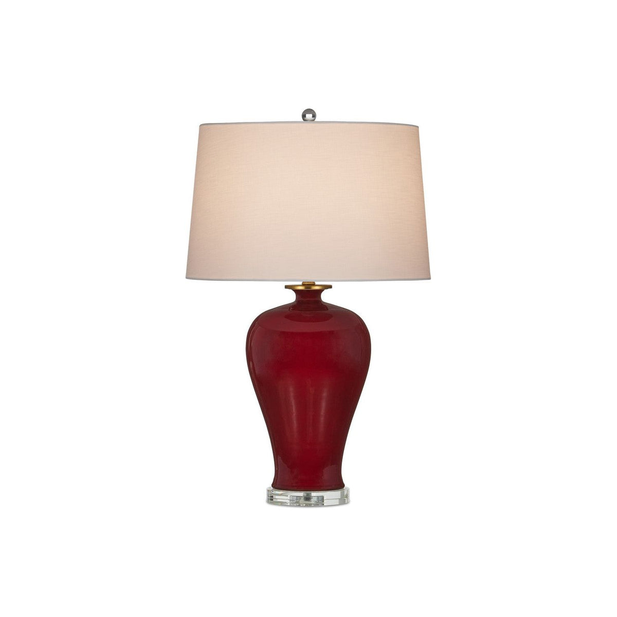 Currey and Company - 6000-0932 - One Light Table Lamp - Imperial Red/Clear/Natural Brass