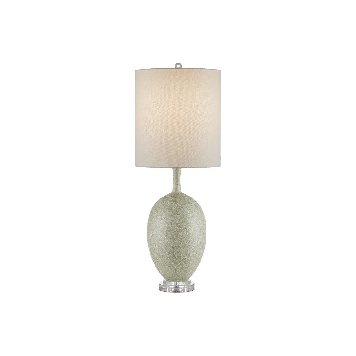 Currey and Company - 6000-0936 - One Light Table Lamp - Green/Off-White/Clear/Satin Nickel