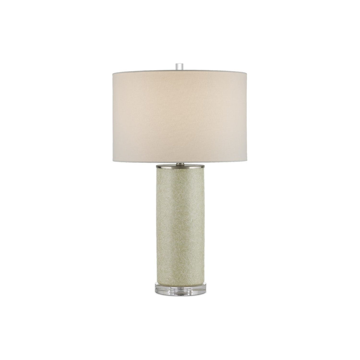 Currey and Company - 6000-0938 - One Light Table Lamp - Green/Off-White/Clear/Satin Nickel