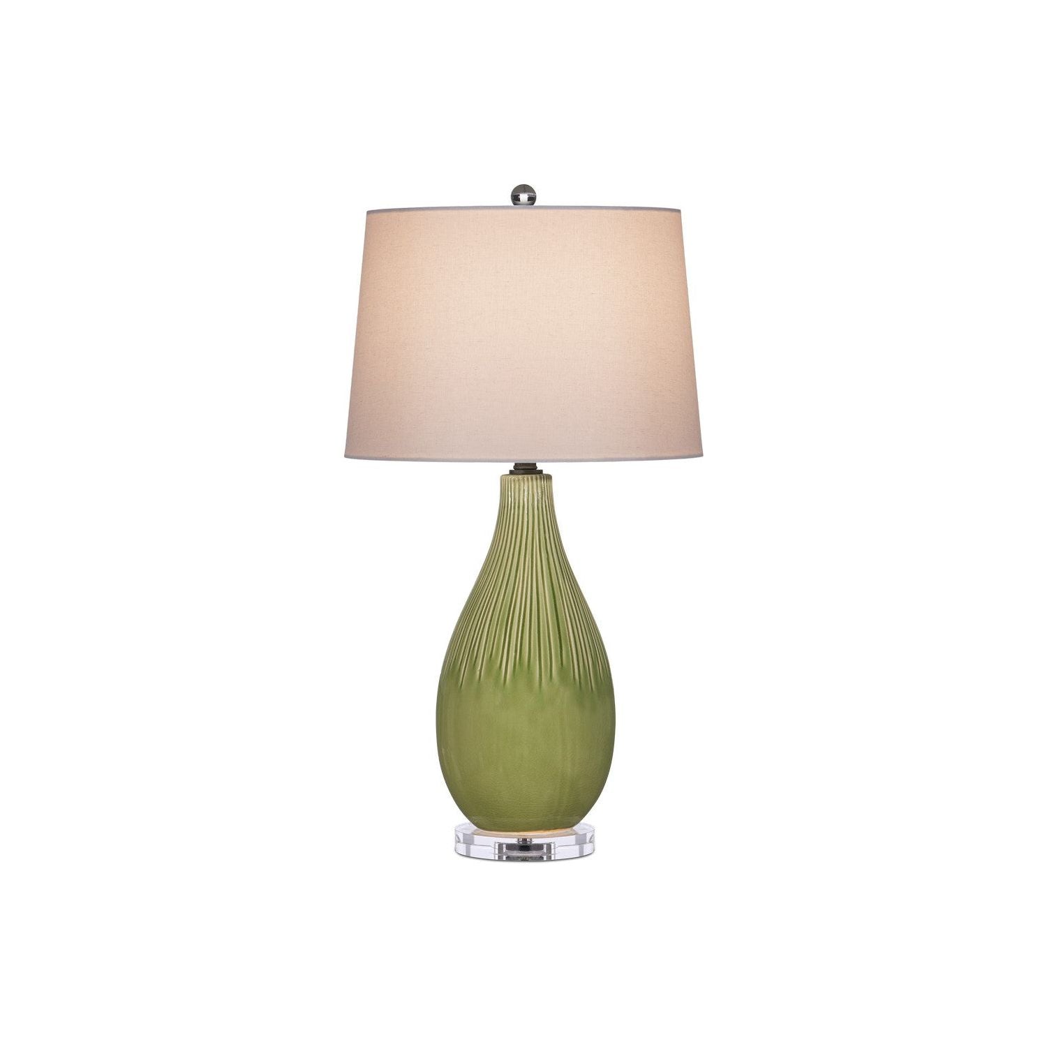 Currey and Company - 6000-0943 - One Light Table Lamp - Pale Green/Off-White/Clear/Satin Nickel