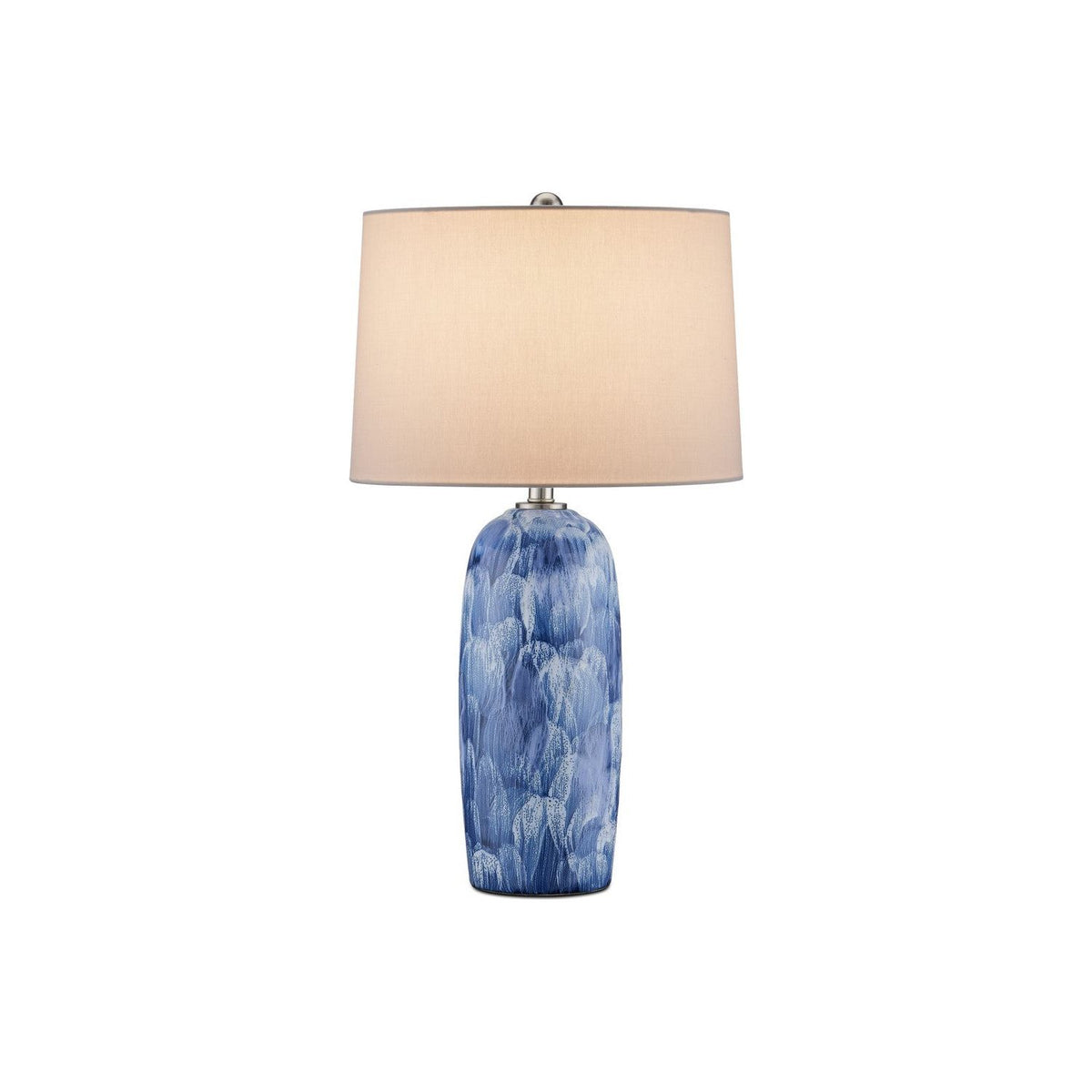 Currey and Company - 6000-0951 - One Light Table Lamp - Blue/White/Brushed Nickel