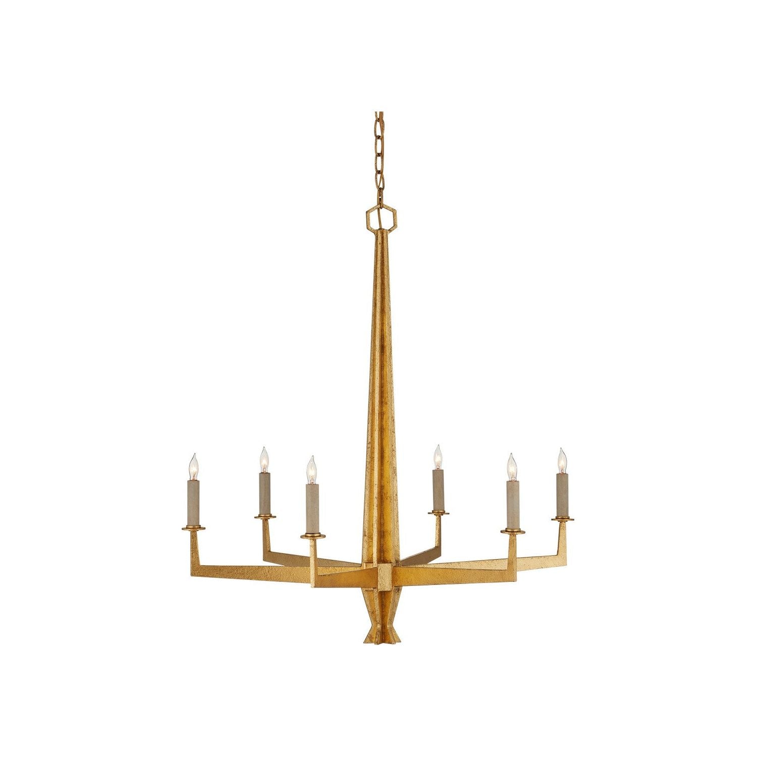 Currey and Company - 9000-1213 - Six Light Chandelier - Washed Lucerne Gold