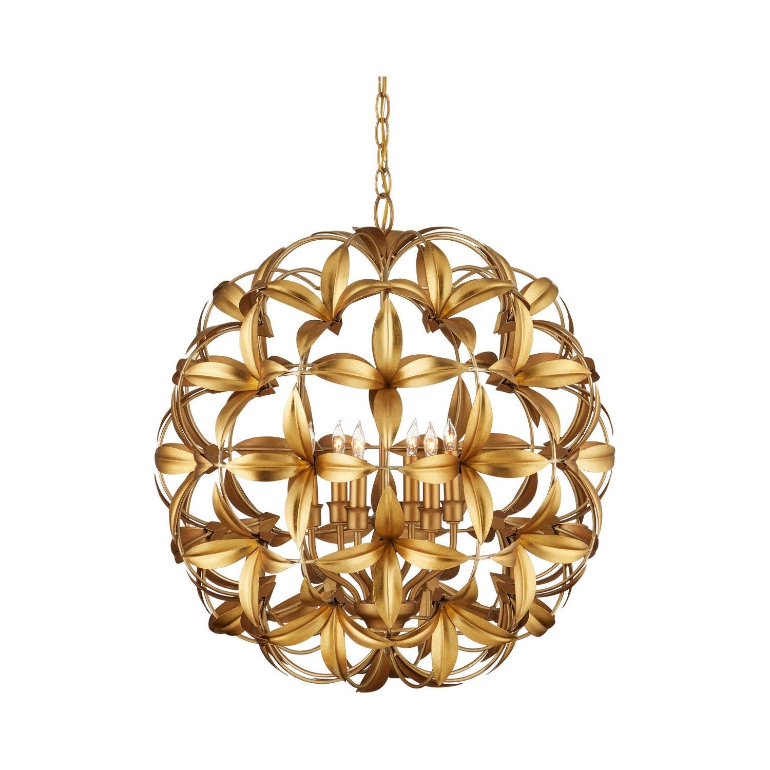 Currey and Company - 9000-1214 - Six Light Chandelier - Contemporary Gold Leaf/Contemporary Gold