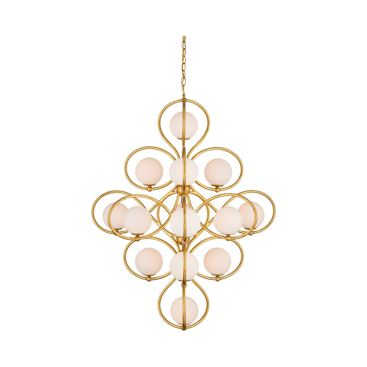 Currey and Company - 9000-1216 - 14 Light Chandelier - Contemporary Gold Leaf/Contemporary Gold/White