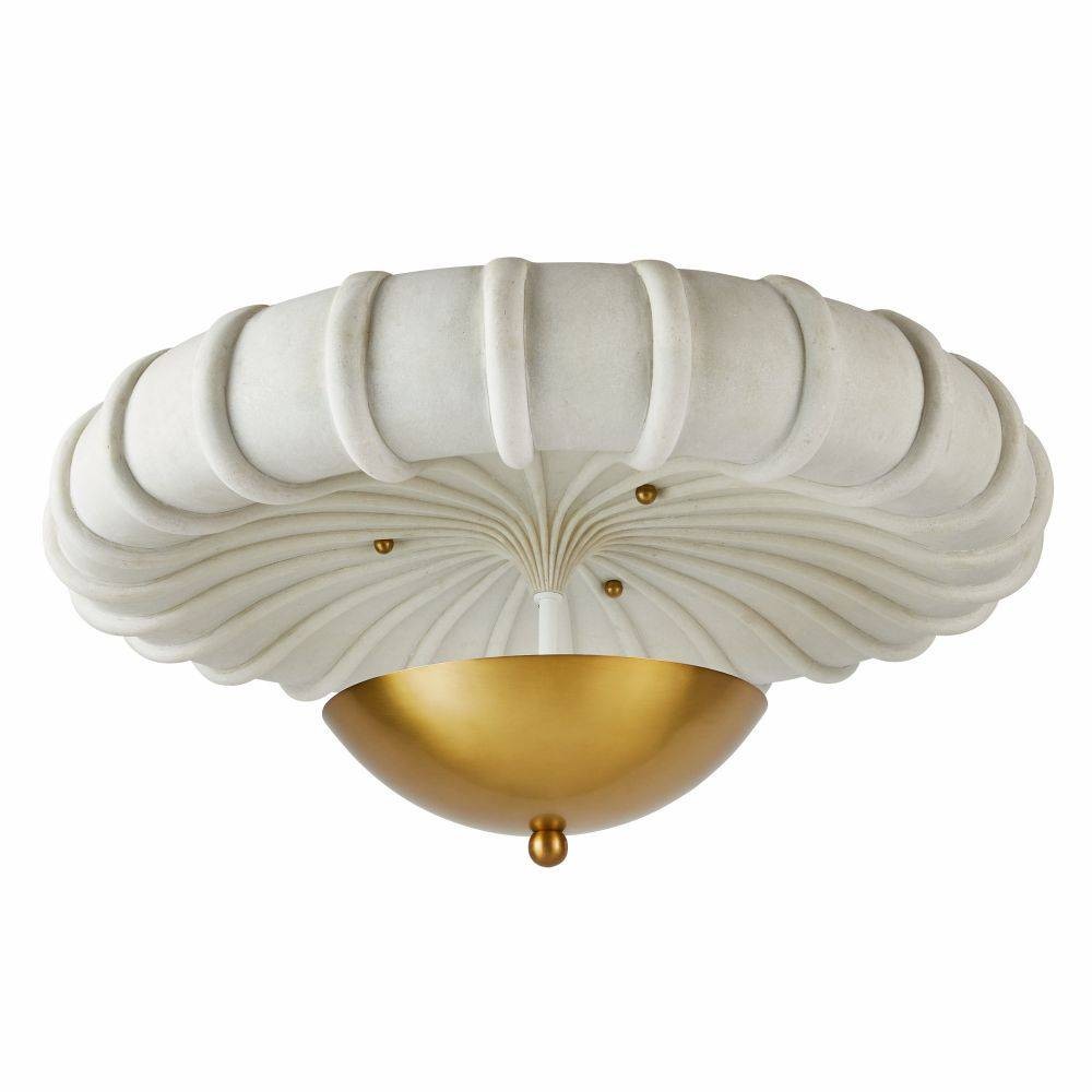 Arteriors - DFC12 - Trois lumières Plafonnier - Camella - Ivoire/Laiton antique