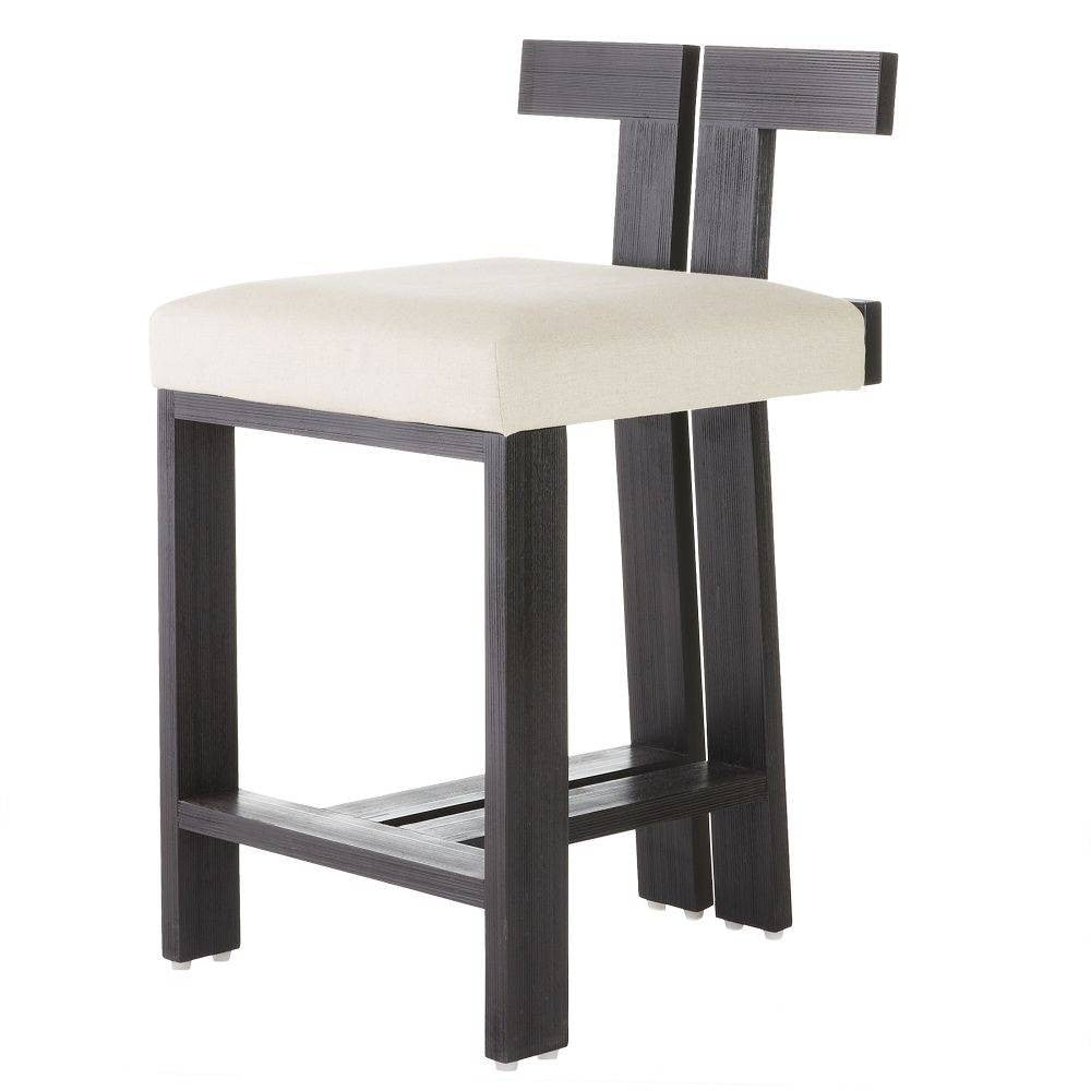 Arteriors - FSI15 - Tabouret de bar - Enola - Naturel/Ébène/Laiton antique
