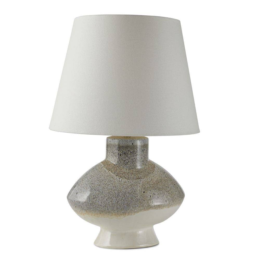 Arteriors - PTC33-103 - Une lumière Lampe de table - Ginn - Pebble Reactive/Laiton antique/Blanc cassé/Blanc cassé