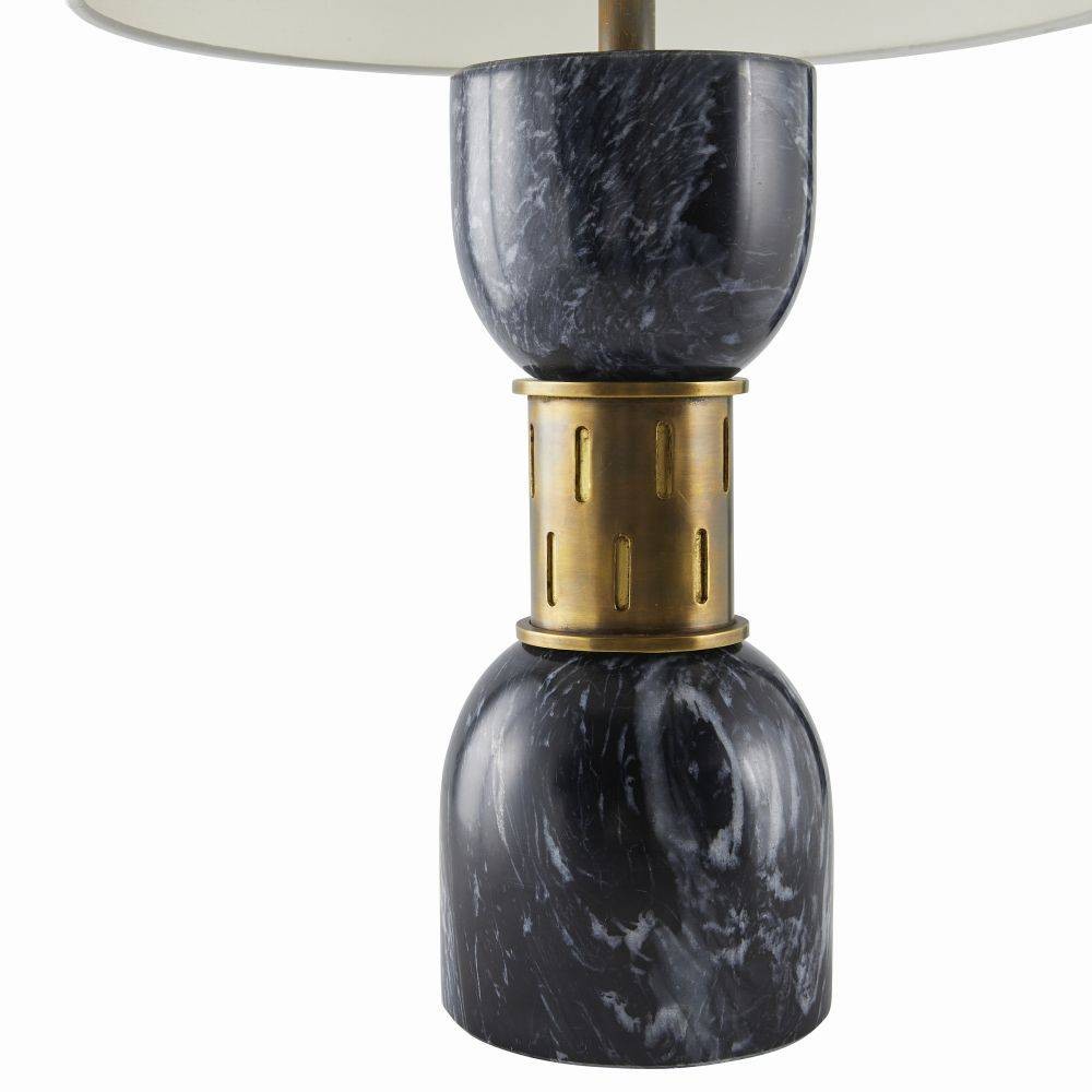 Arteriors - PTI15-229 - Une lumière Lampe de table - Dalton - Noir/Laiton antique/Blanc cassé/Blanc cassé
