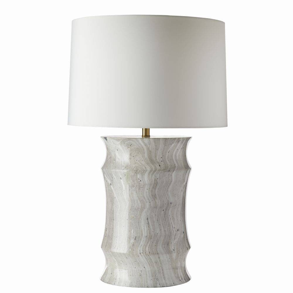 Arteriors - PTS13-SH037 - Une lumière Lampe de table - Destin - Tempête de lune/Laiton antique/Blanc cassé/Blanc cassé