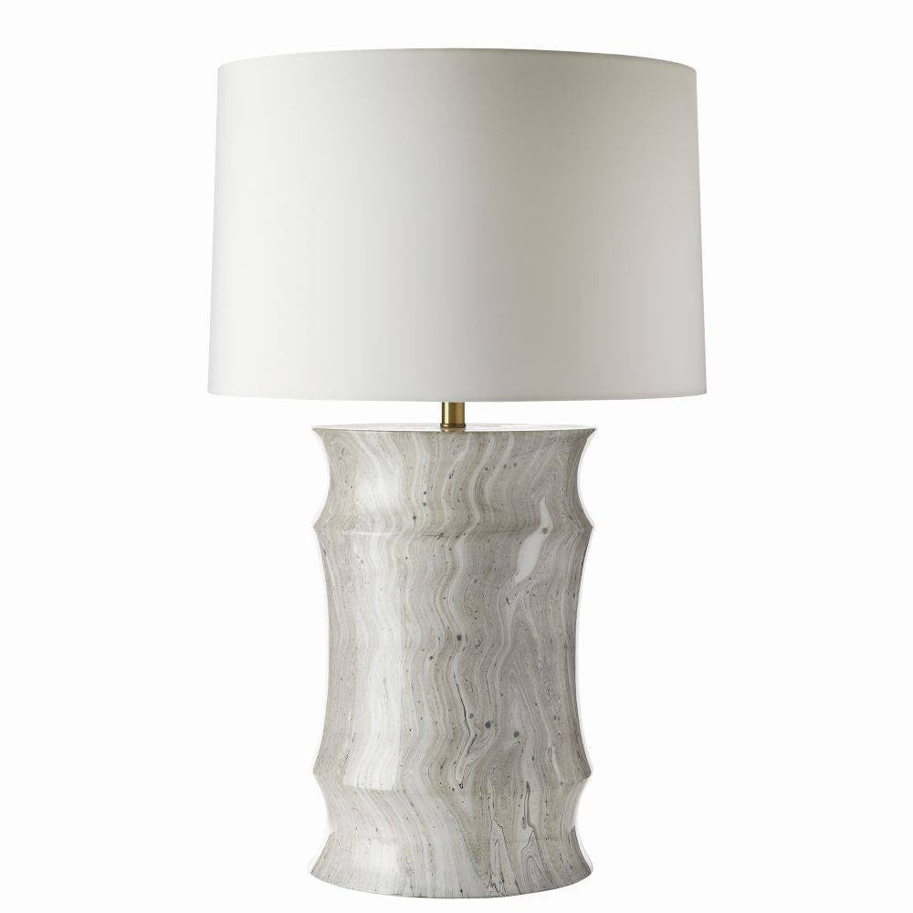 Arteriors - PTS13-SH037 - Une lumière Lampe de table - Destin - Tempête de lune/Laiton antique/Blanc cassé/Blanc cassé