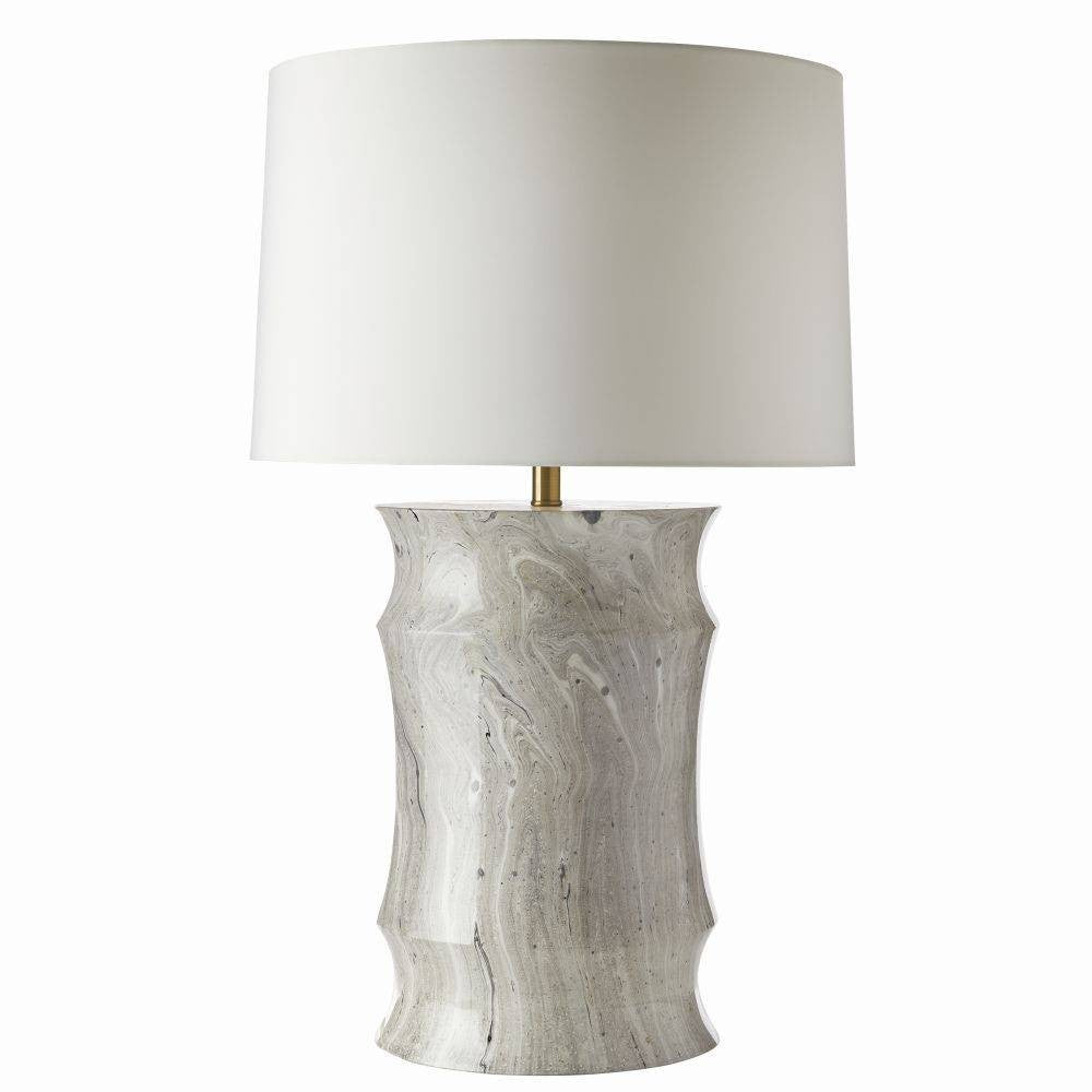 Arteriors - PTS13-SH037 - Une lumière Lampe de table - Destin - Tempête de lune/Laiton antique/Blanc cassé/Blanc cassé