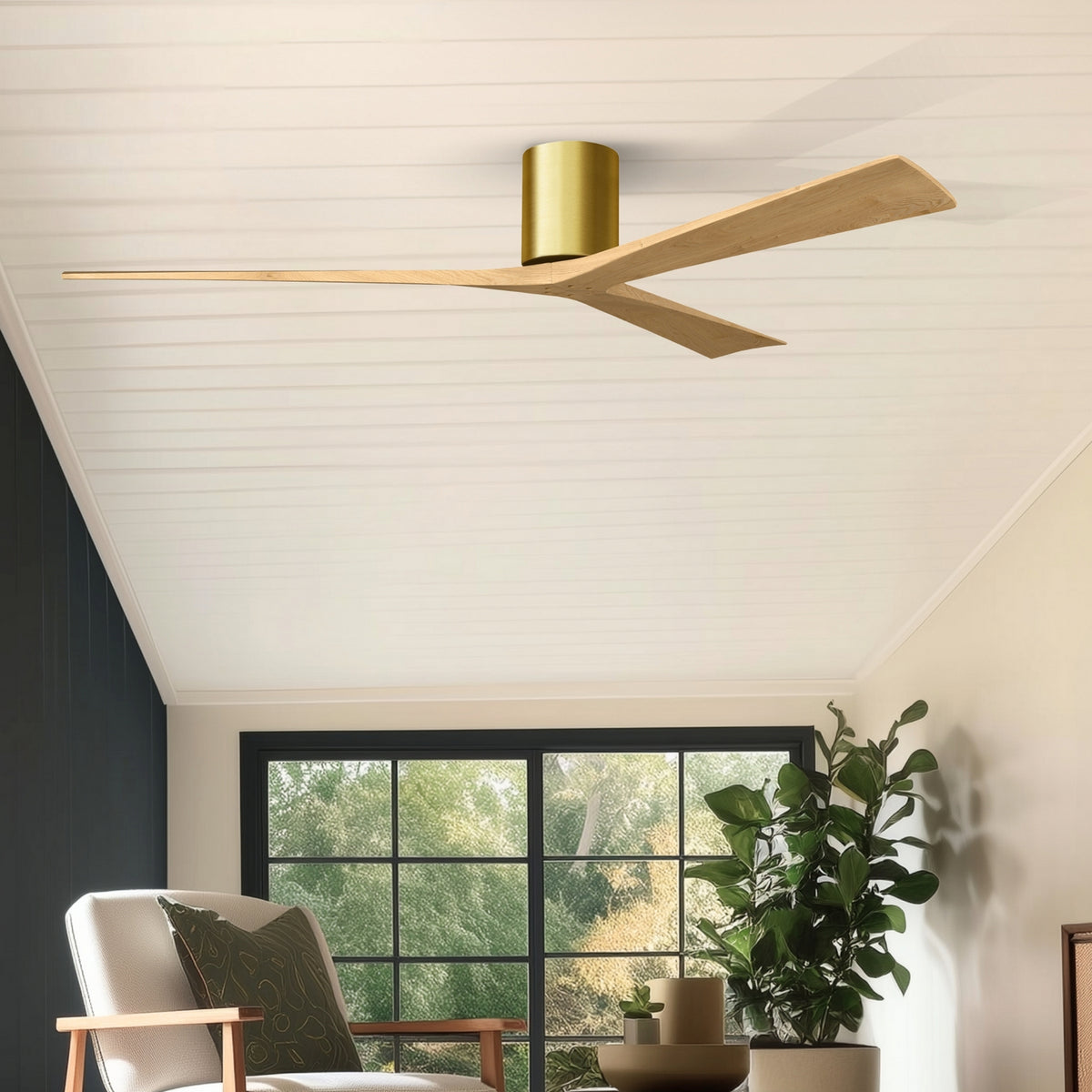 Matthews Fan Company - IR3H-BRBR-LM-72 - 72"Ceiling Fan - Irene-3H - Brushed Brass