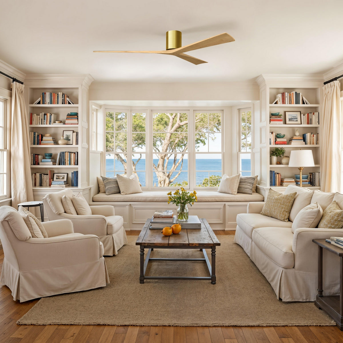 Matthews Fan Company - IR3H-BRBR-LM-72 - 72"Ceiling Fan - Irene-3H - Brushed Brass