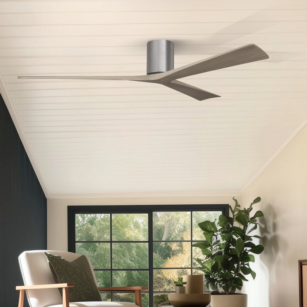 Matthews Fan Company - IR3H-BP-GA-72 - 72"Ceiling Fan - Irene-3H - Brushed Pewter