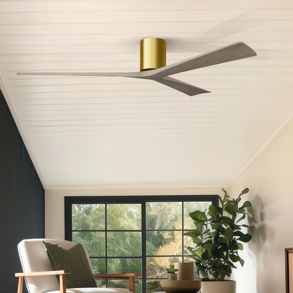 Matthews Fan Company - IR3H-BRBR-GA-72 - 72"Ceiling Fan - Irene-3H - Brushed Brass