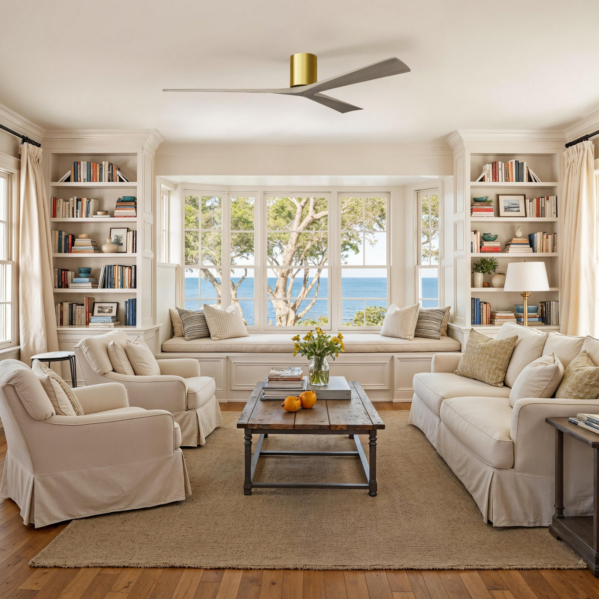 Matthews Fan Company - IR3H-BRBR-GA-72 - 72"Ceiling Fan - Irene-3H - Brushed Brass