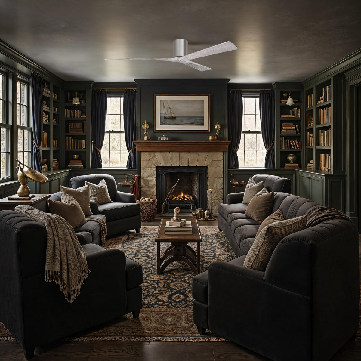 Matthews Fan Company - IR3H-BP-BW-72 - 72"Ceiling Fan - Irene-3H - Brushed Pewter