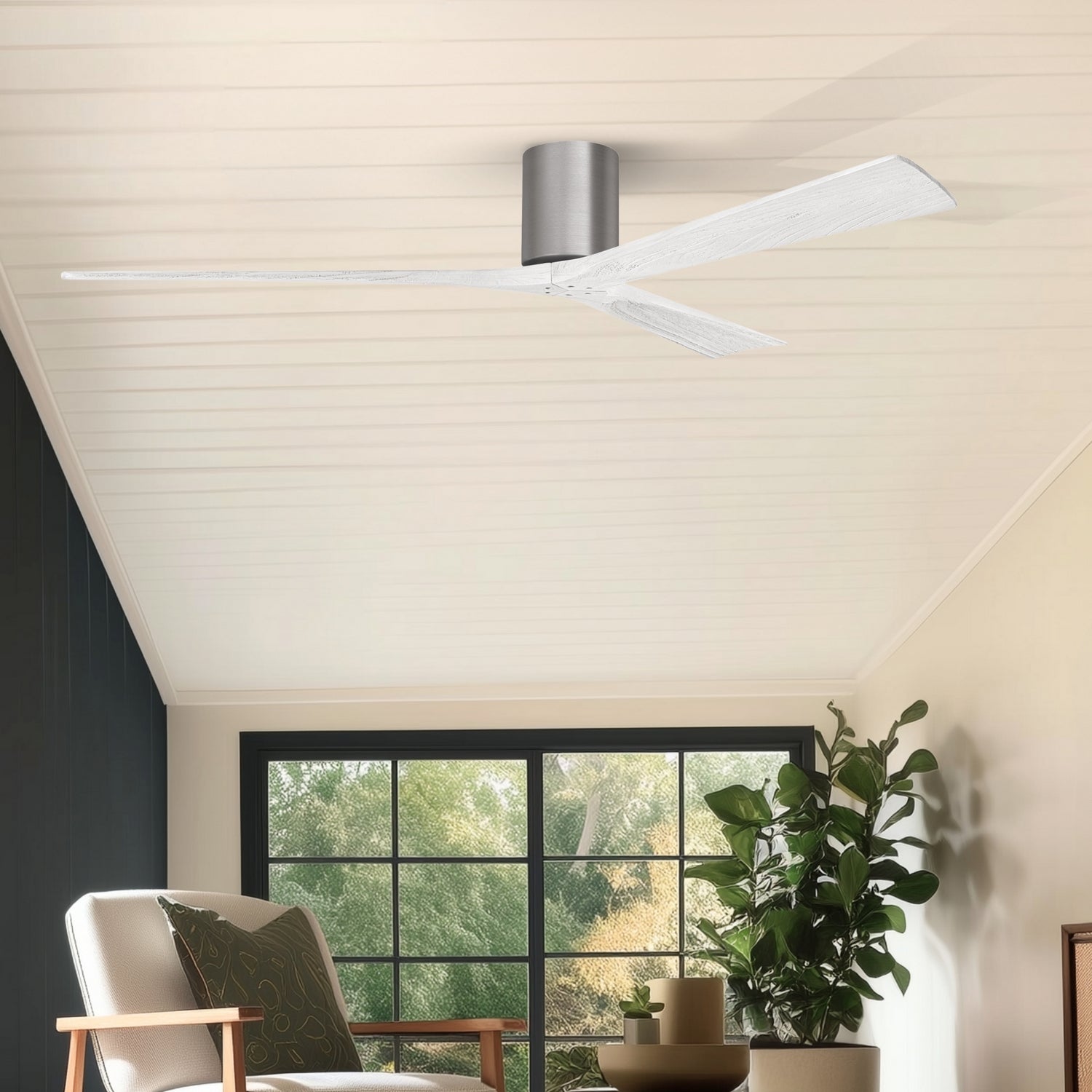 Matthews Fan Company - IR3H-BP-MWH-72 - 72"Ceiling Fan - Irene-3H - Brushed Pewter