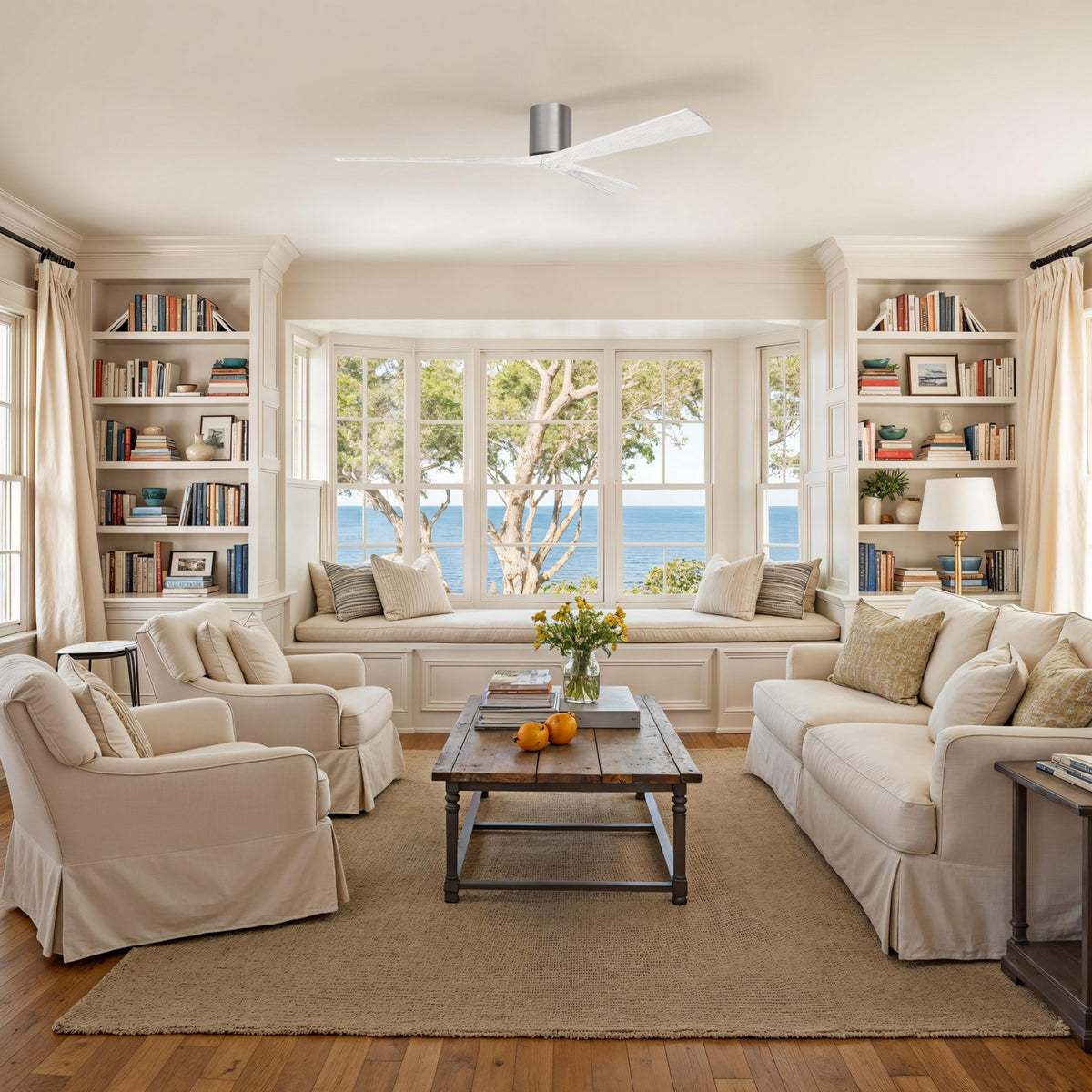 Matthews Fan Company - IR3H-BP-MWH-72 - 72"Ceiling Fan - Irene-3H - Brushed Pewter